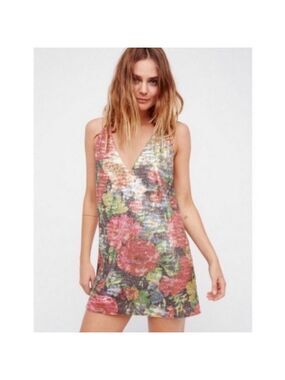 Free People Tangier Mini Floral Sequence Dress.